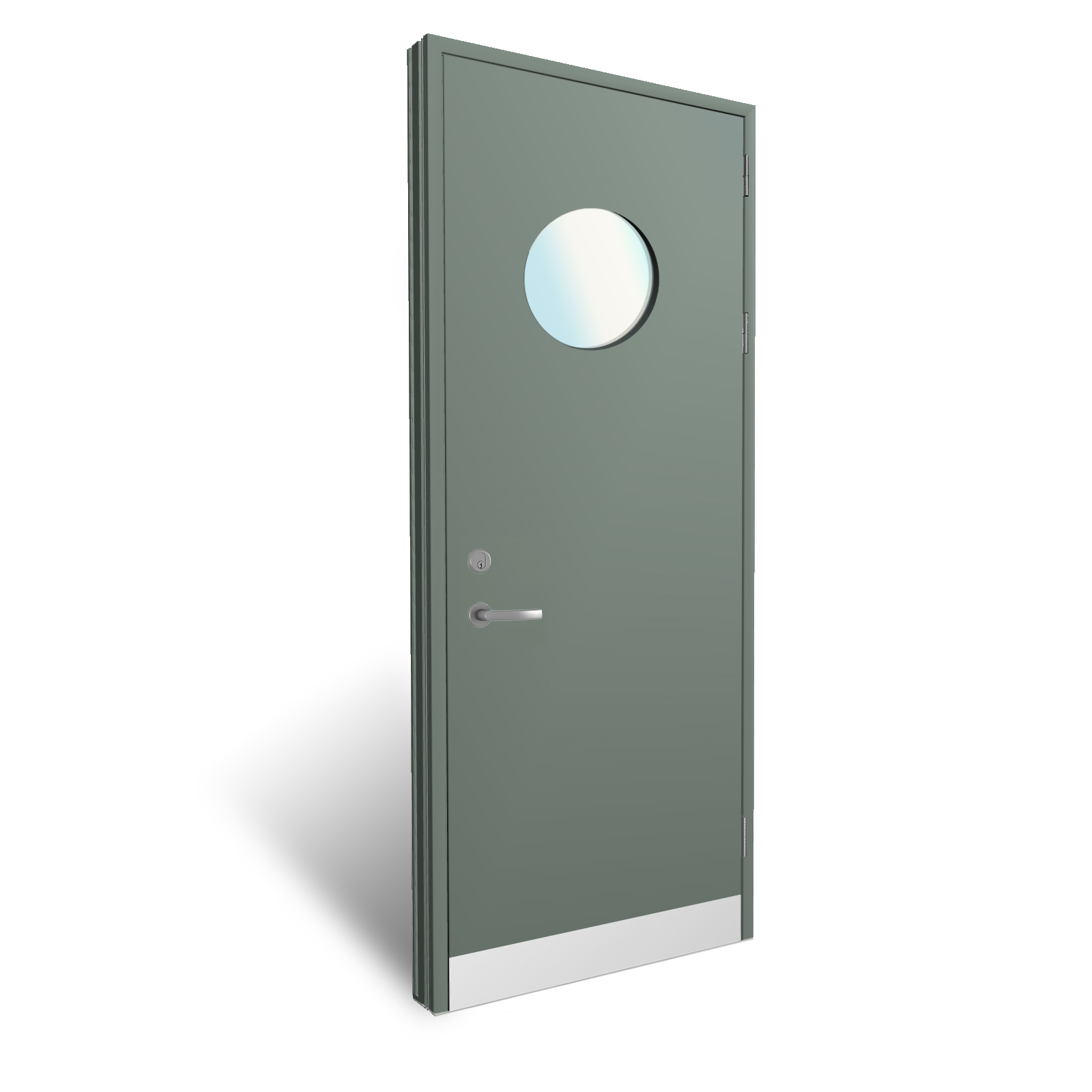 Flush panel doors with grooves and vision panels from UK