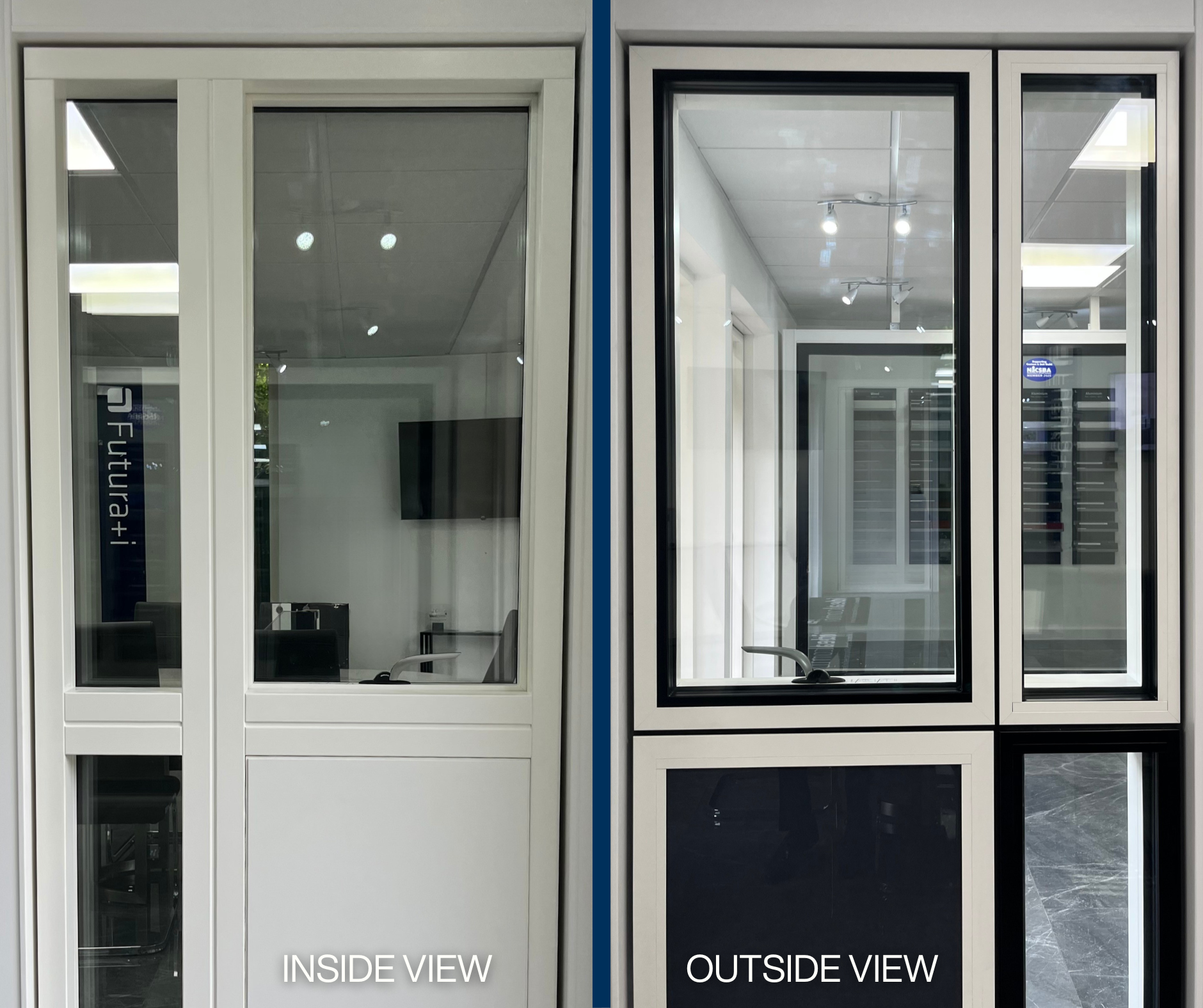 Zoomed Out Comparison Between Futura+ Fixed Sash and Futura+ Slimline with Text